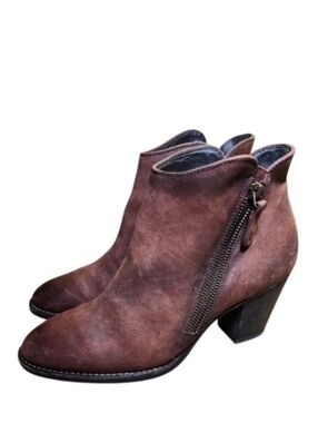 Paul Green Brown Distressed Western Zipper Ankle Boots Size 6 US 8